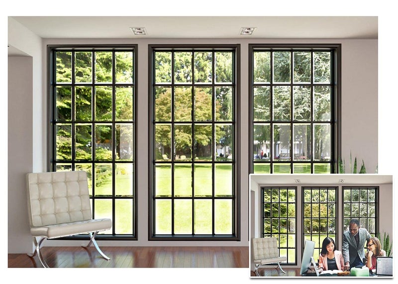 AOFOTO 8x6ft Business Office French Sash Window Backdrop Living Room Sofa Plant Photography Background Interior Casement Work at Home Modern Flat Furniture Apartment Decoration Residence Villa Props - Image 2